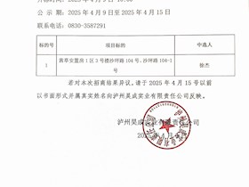 泸州昊成实业有限责任公司第二十五批次招商结果公示